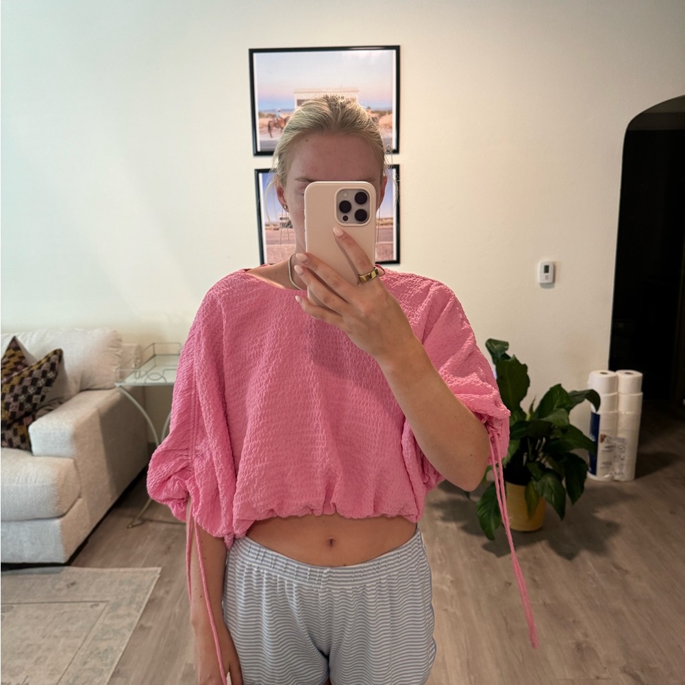 Endless Rose Pink Oversized Crop Shirt